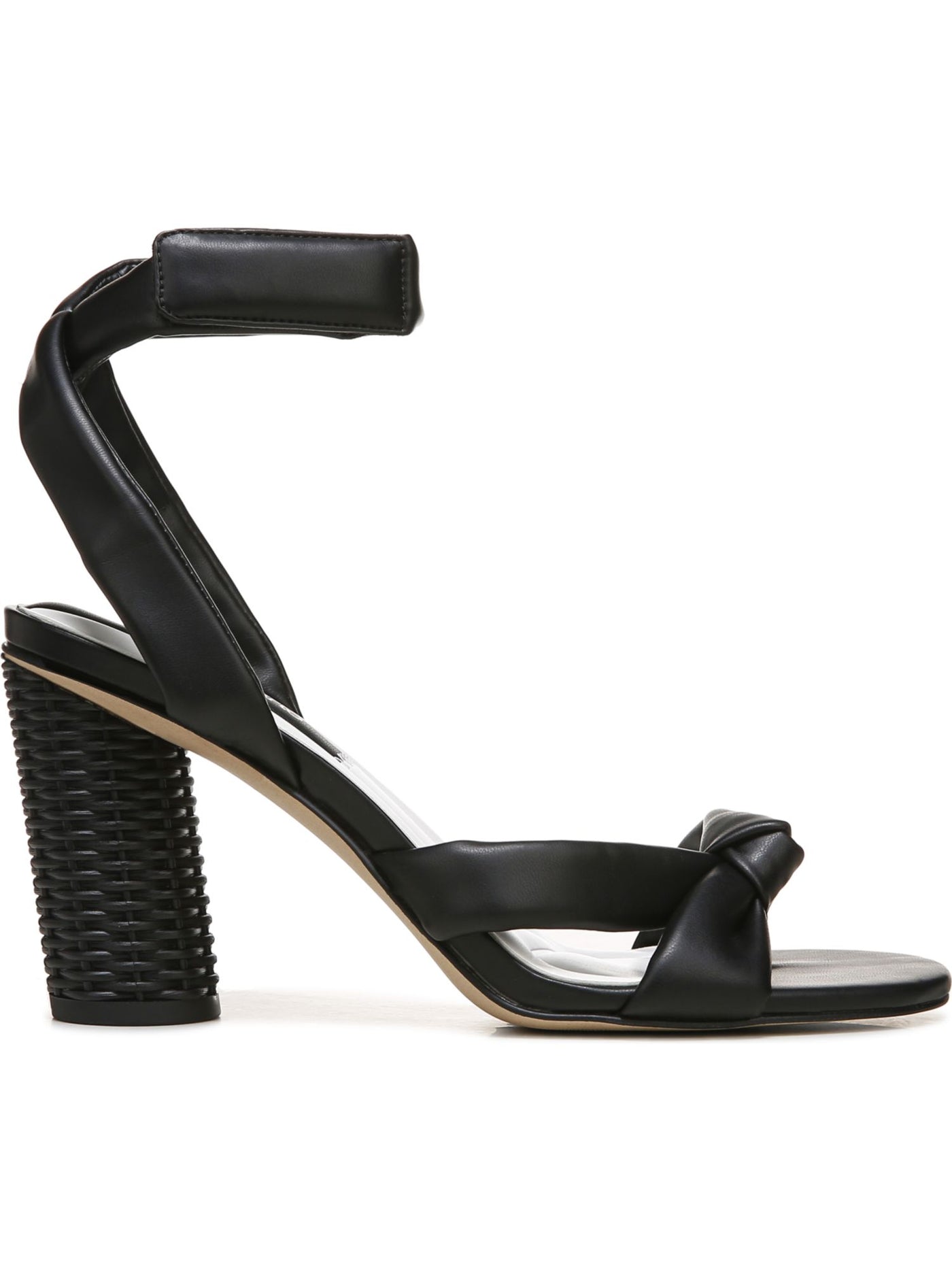 FRANCO SARTO Womens Black Ankle Strap Woven Oma Round Toe Block Heel Dress Heeled Sandal 9 M