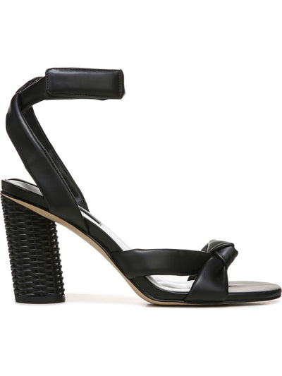FRANCO SARTO Womens Black Ankle Strap Woven Oma Round Toe Block Heel Dress Heeled Sandal 6 M