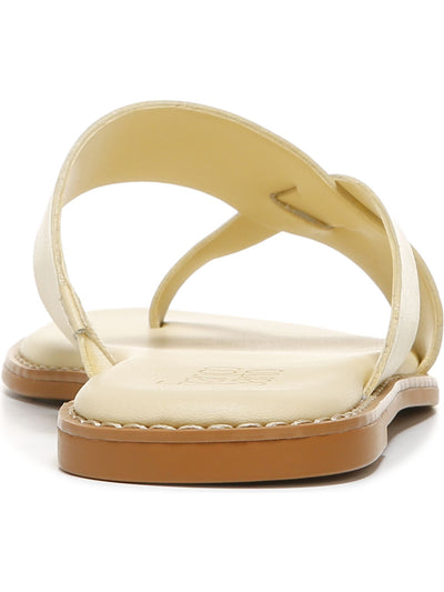 FRANCO SARTO Womens Yellow Comfort Jenice Round Toe Slip On Leather Thong Sandals Shoes 7 M