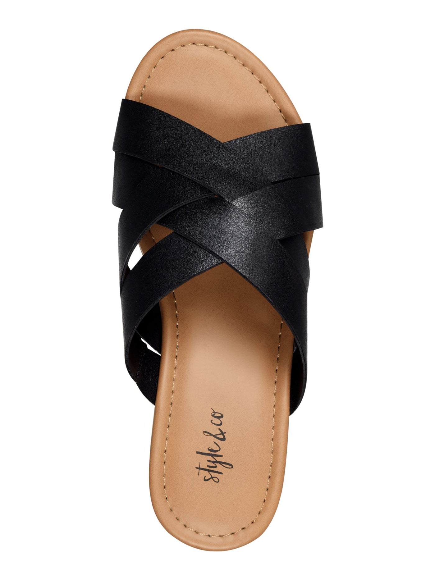 STYLE & COMPANY Womens Black 1-1/2" Platform Comfort Woven Violettee Round Toe Wedge Slip On Heeled Sandal 9.5 M