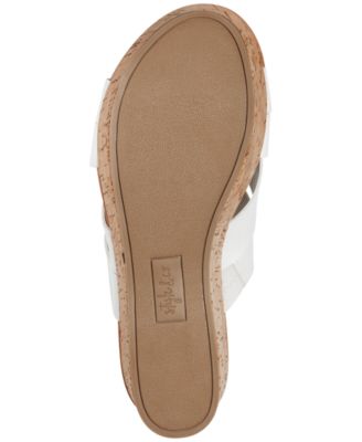 STYLE & COMPANY Womens White Cork-Like 1-1/2" Platform Cushioned Stretch Woven Violettee Round Toe Wedge Slip On Heeled M