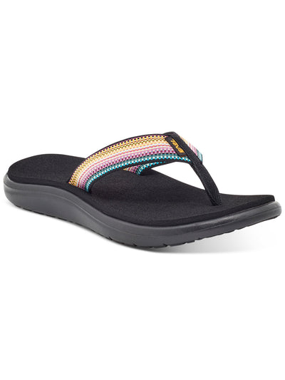 TEVA Womens Black Colorblocked Stripe Cushioned Odor Control Voya Round Toe Slip On Flip Flop Sandal 5