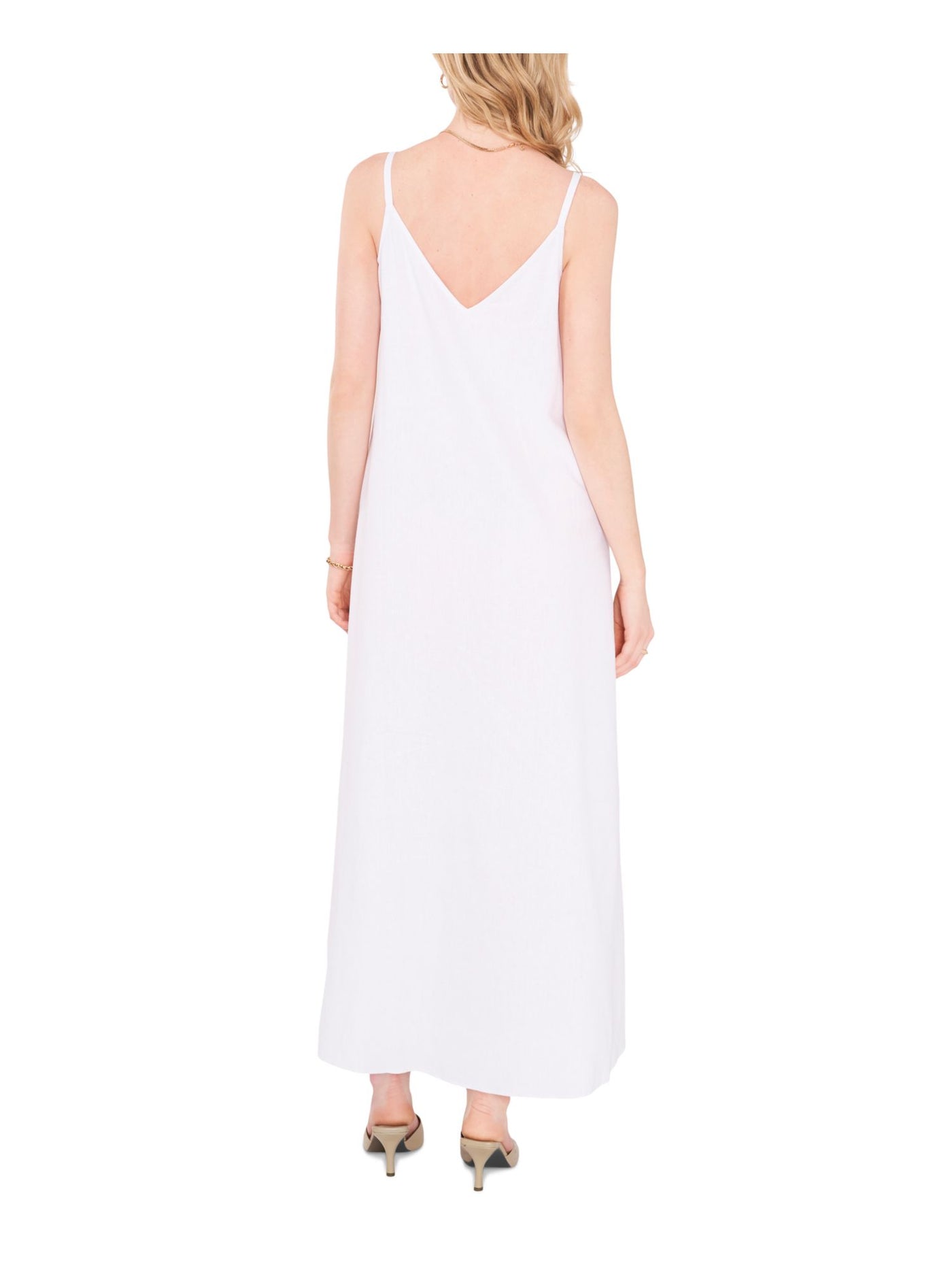 VINCE CAMUTO Womens White Sleeveless V Neck Maxi Shift Dress XS