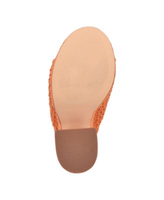 NINE WEST Womens Orange Textured 1-1/2"" Platform Padded Woven Fefee Round Toe Block Heel Slip On Heeled M
