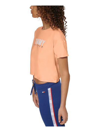 TOMMY HILFIGER SPORT Womens Coral Short Length Logo Graphic Short Sleeve Crew Neck T-Shirt XL