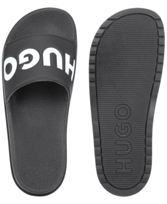 HUGO Mens Black Logo Comfort Match Open Toe Platform Slip On Slide Sandals Shoes