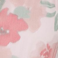 CALVIN KLEIN Womens Pink Smocked Tie Keyhole Back Tiered Skirt Lined Floral Flutter Sleeve V Neck Maxi Fit + Flare Dress