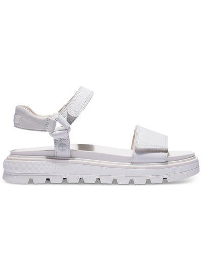 TIMBERLAND Womens White Comfort Ankle Strap Ray City Round Toe Wedge Leather Sandals Shoes 8.5