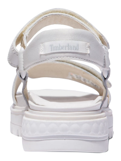 TIMBERLAND Womens White Comfort Ankle Strap Ray City Round Toe Wedge Leather Sandals Shoes 8.5