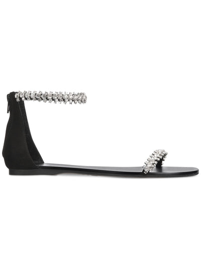 INC Womens Black Ankle Strap Gem Accent Givele Round Toe Zip-Up Sandals Shoes 8 M