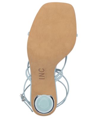 INC Womens Light Blue Padded Strappy Lilliana Square Toe Sculpted Heel Buckle Heeled M