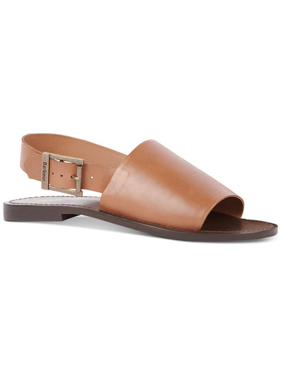BARBOUR Womens Brown 0.5 Heel Adjustable Strap Logo Moreda Round Toe Block Heel Buckle Leather Slingback Sandal 10