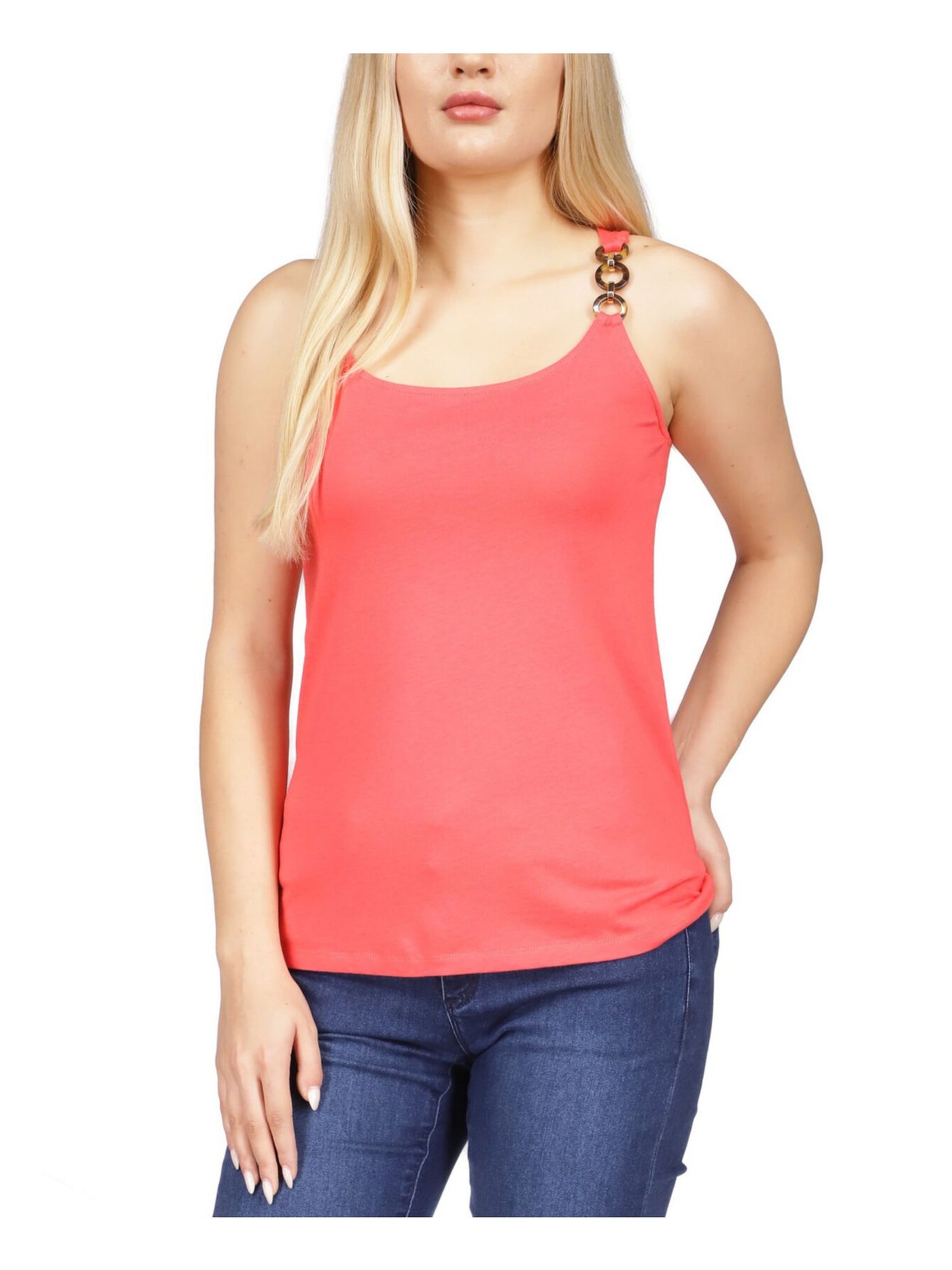 MICHAEL KORS Womens Coral Sleeveless Scoop Neck Tank Top S