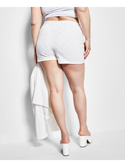 ROYALTY BY MALUMA Womens White Zippered Pull-on Elastic Waist High Waist Shorts XXL