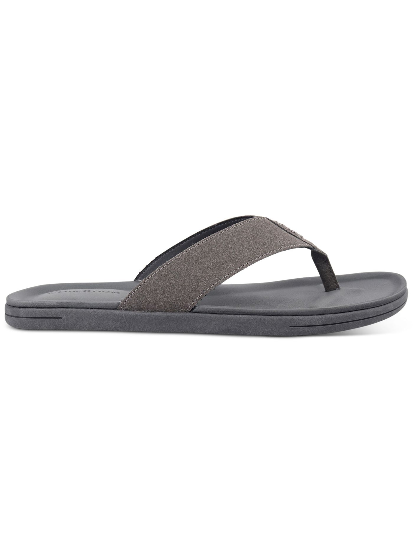 CLUBROOM Mens Gray Padded Riley Round Toe Slip On Flip Flop Sandal 12 M