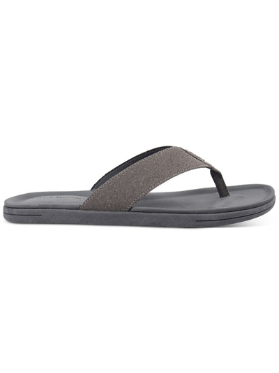 CLUBROOM Mens Gray Padded Riley Round Toe Slip On Flip Flop Sandal 9 M