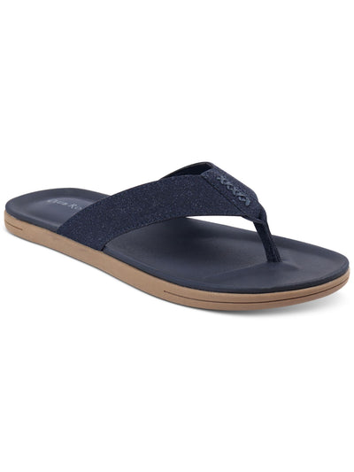 CLUBROOM Mens Navy 1 Strap Padded Riley Round Toe Slip On Flip Flop Sandal 12 M