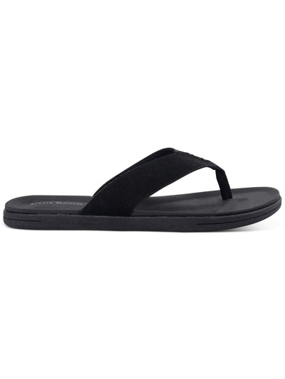 CLUBROOM Mens Black Padded Riley Round Toe Slip On Flip Flop Sandal 13 M