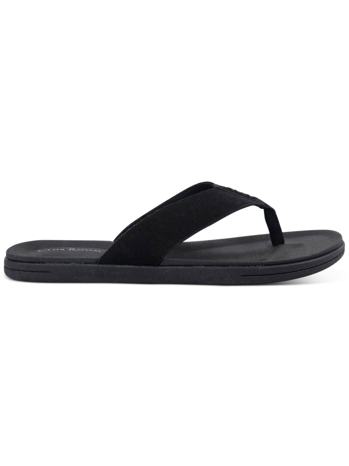 CLUBROOM Mens Black Padded Riley Round Toe Slip On Flip Flop Sandal 12 M