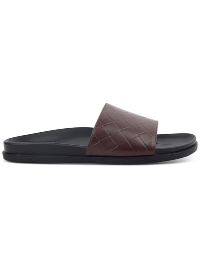 ALFANI Mens Brown Quilted Atlas Round Toe Slip On Slide Sandals Shoes 7 M