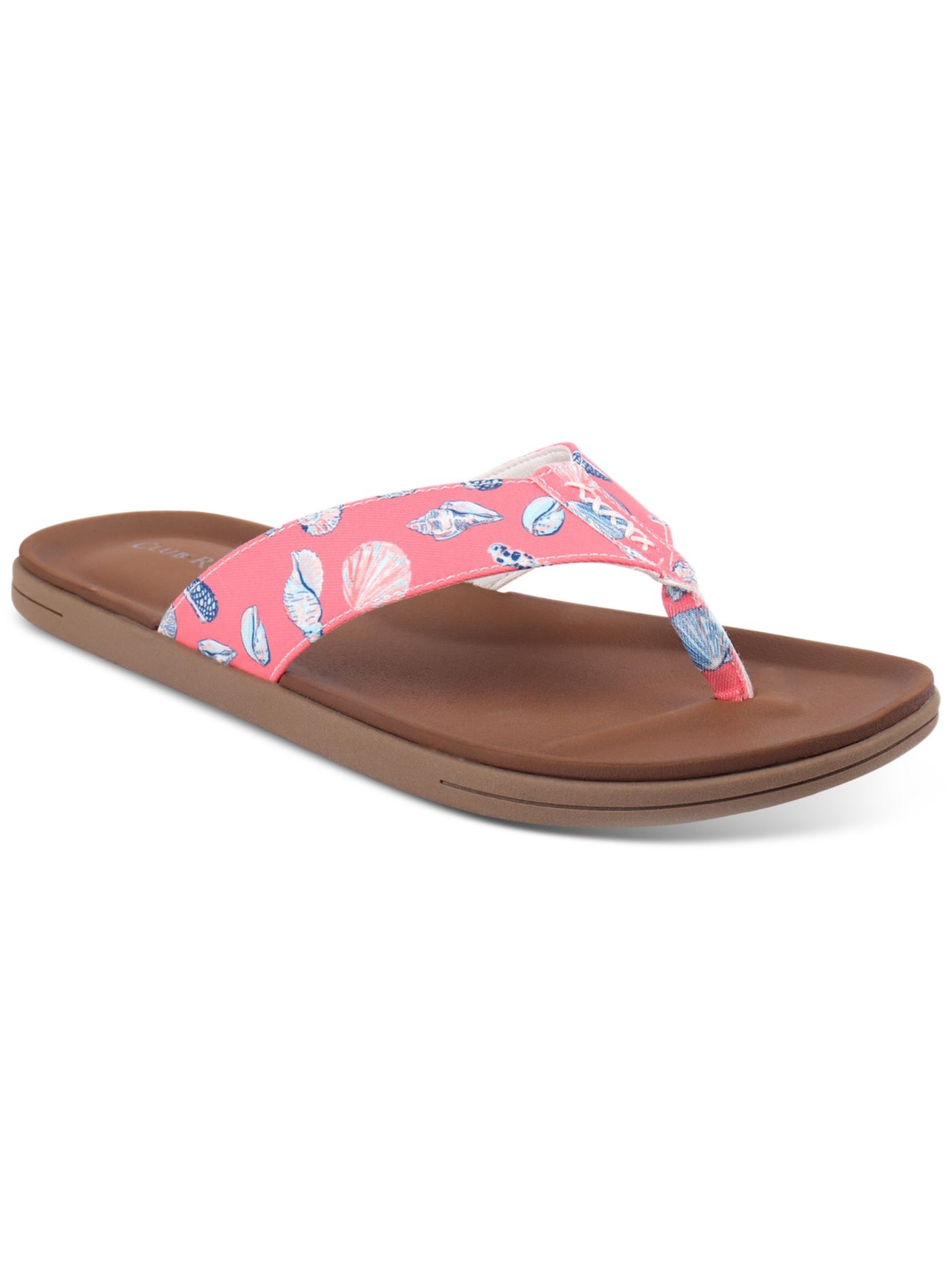 CLUBROOM Mens Coral Printed Padded Riley Round Toe Slip On Flip Flop Sandal 10 M