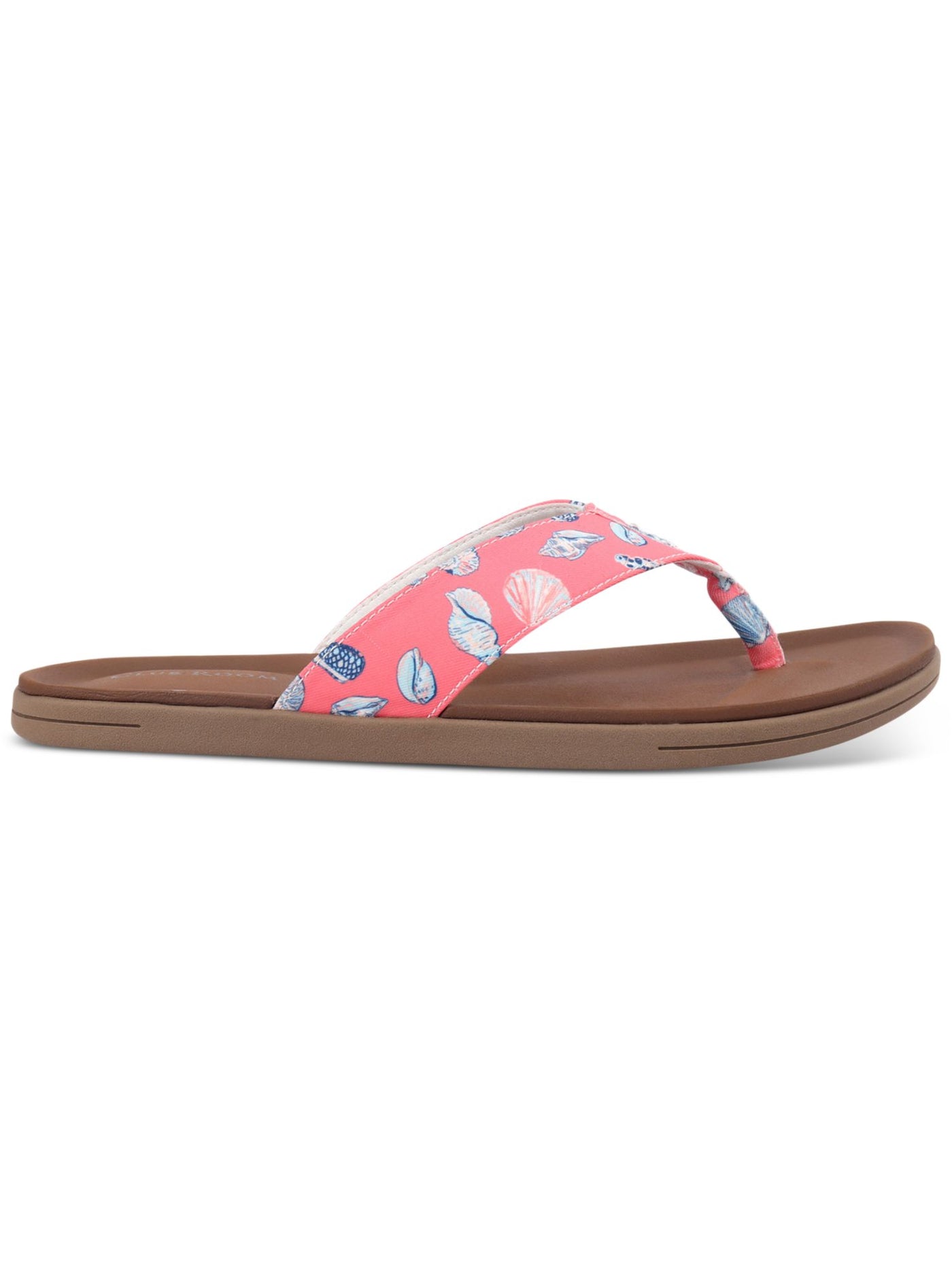 CLUBROOM Mens Coral Printed Padded Riley Round Toe Slip On Flip Flop Sandal 10 M