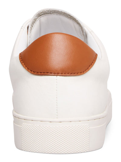 STEVE MADDEN Womens White Mixed Media Logo Patch On Tongue Contrast Heel Patch Perforated Padded Finkle Round Toe Lace-Up Leather Sneakers Shoes 9.5 M