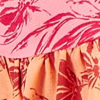 INC DRESSES Womens Pink Tie Pocketed Keyhole Back Ruffled Hem Color Block Sleeveless Halter Above The Knee Shift Dress