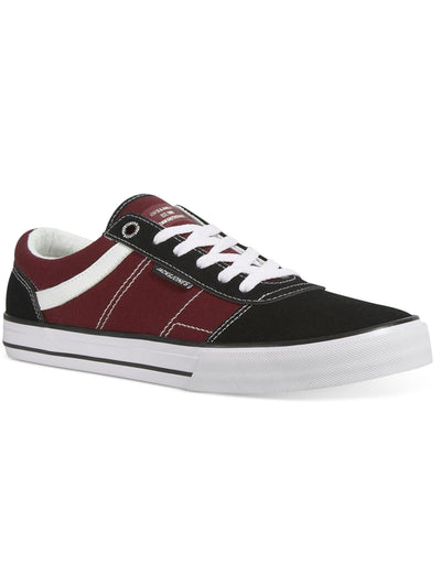 JACK & JONES Mens Burgundy Mixed Media Logo On Tongue Padded Dante Round Toe Lace-Up Sneakers Shoes 12