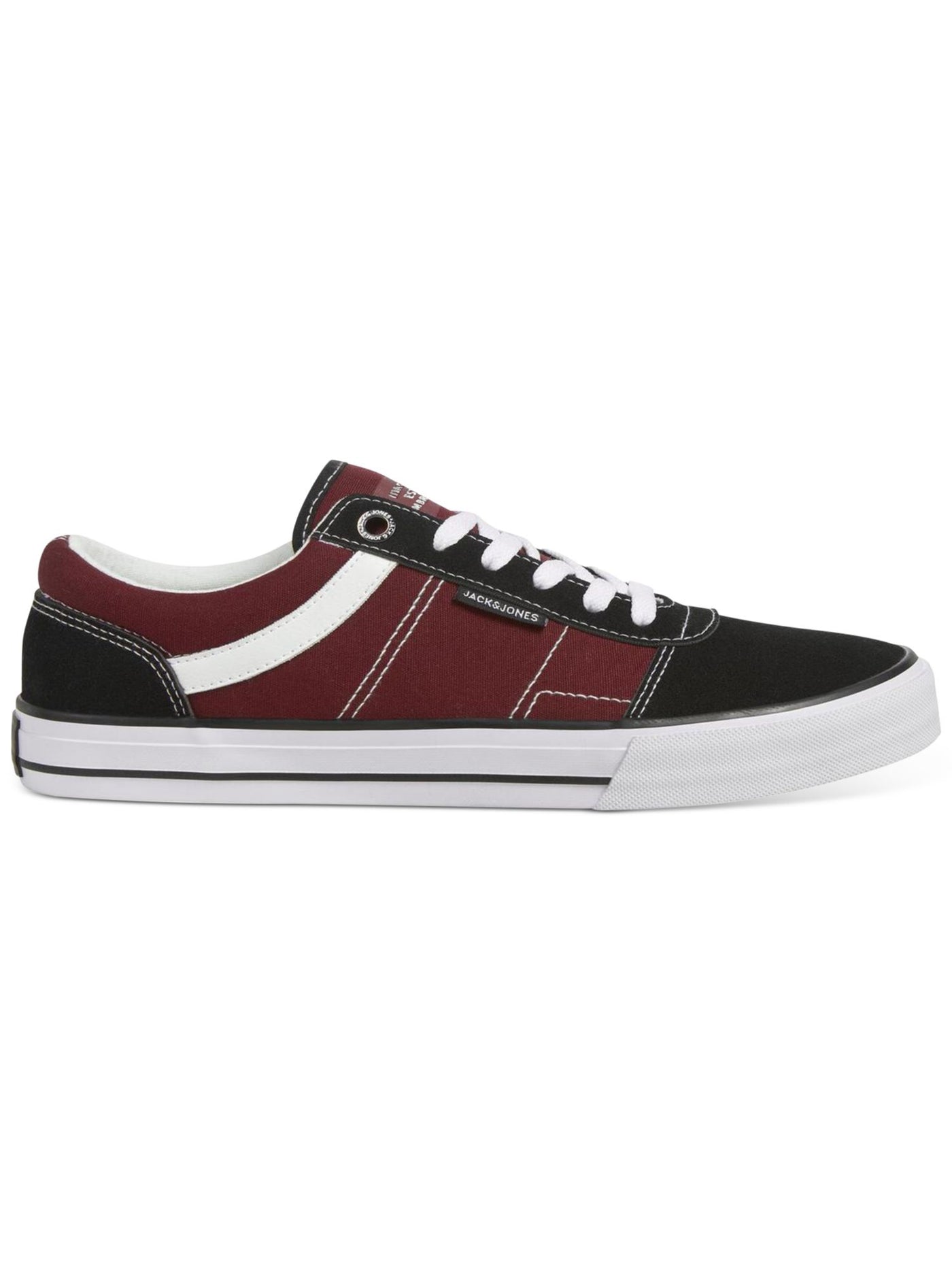 JACK & JONES Mens Burgundy Mixed Media Logo On Tongue Padded Dante Round Toe Lace-Up Sneakers Shoes 12