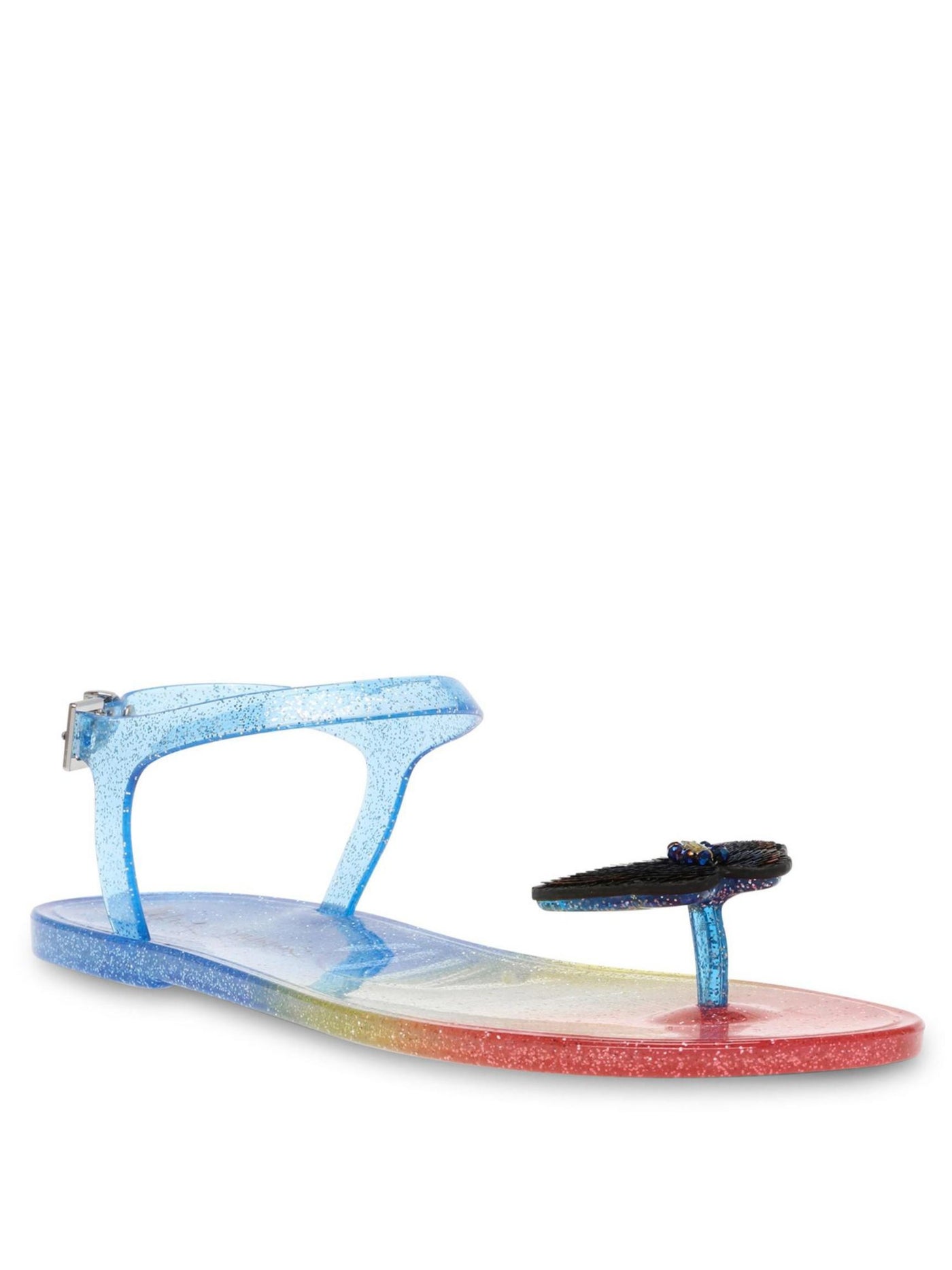 BETSEY JOHNSON Womens Rainbow Adjustable Embellished Tabby Round Toe Buckle Jelly 7 M