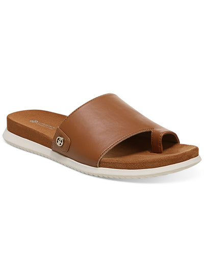 GIANI BERNINI Womens Brown Textured Goring Logo Cushioned Comfort Cristeena Round Toe Wedge Slip On Sandals Shoes 10 M