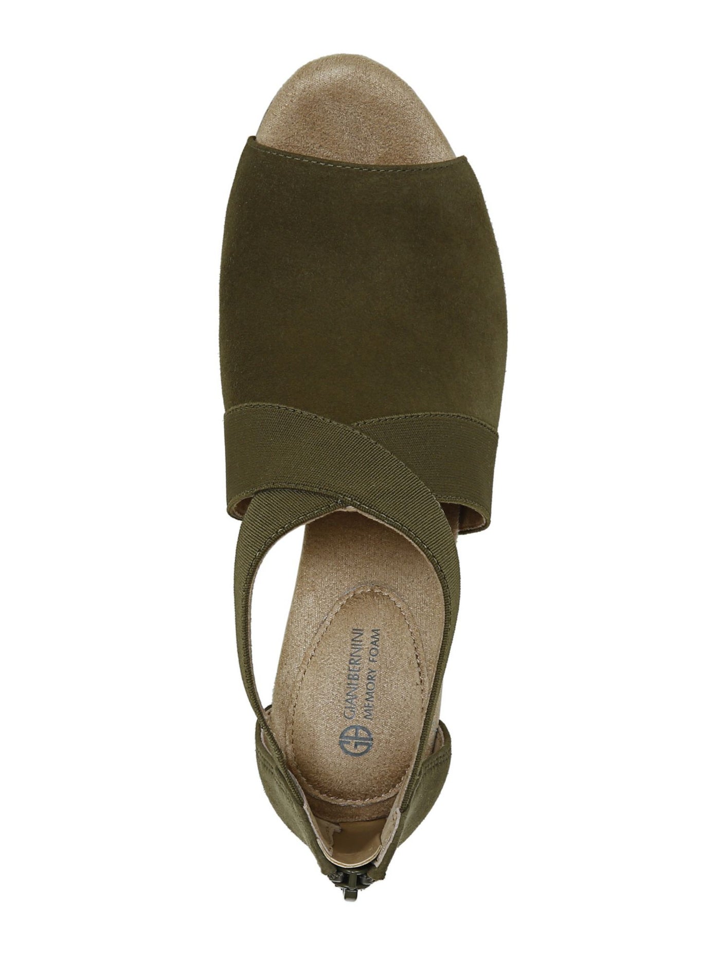GIANI BERNINI Womens Green Stretch Padded Averie Peep Toe Stacked Heel Zip-Up Heeled Sandal 11 M