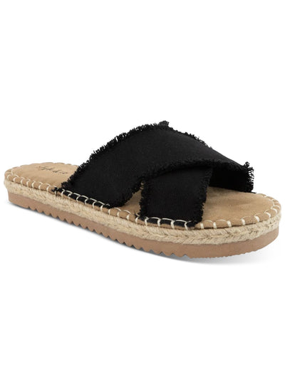 STYLE & COMPANY Womens Black Crisscross Straps Cushioned Woven Kelt Round Toe Platform Slip On Slide Sandals Shoes 6.5 M