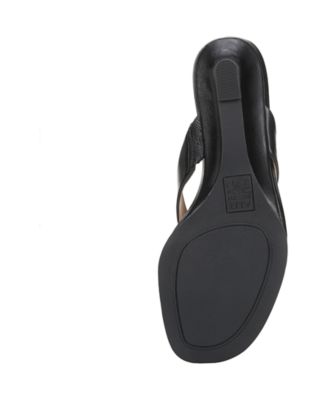 NATURALIZER Womens Black Goring Padded Lenna Round Toe Wedge Slip On Heeled Thong Sandals M