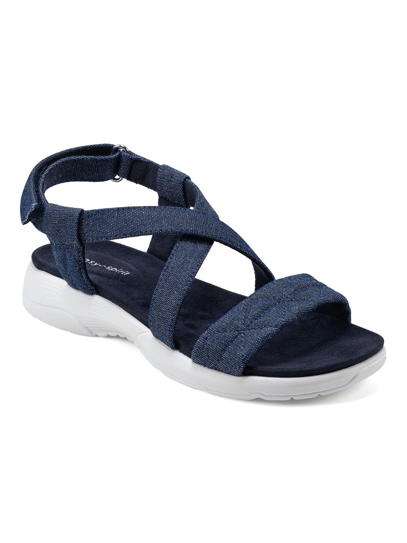EASY SPIRIT Womens Navy Flexible Sole Cushioned Treasur Open Toe Wedge Sandals Shoes 8 M