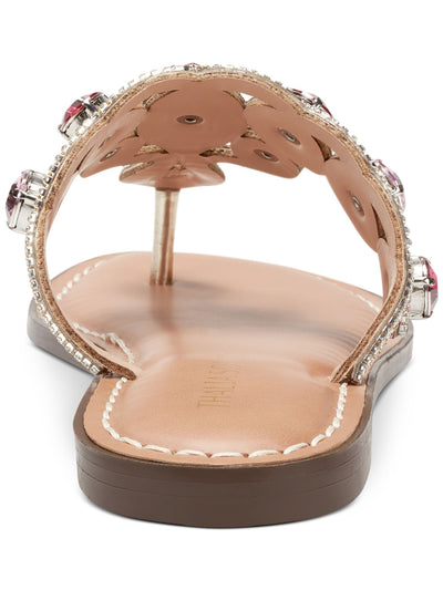 THALIA SODI Womens Gold Embellished Padded Willa Round Toe Slip On Thong Sandals Shoes 6 M