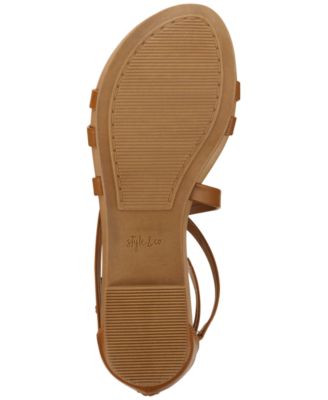 STYLE & COMPANY Womens Brown Buckle Accent Strappy Chelseaa Round Toe Zip-Up Gladiator Sandals Shoes M