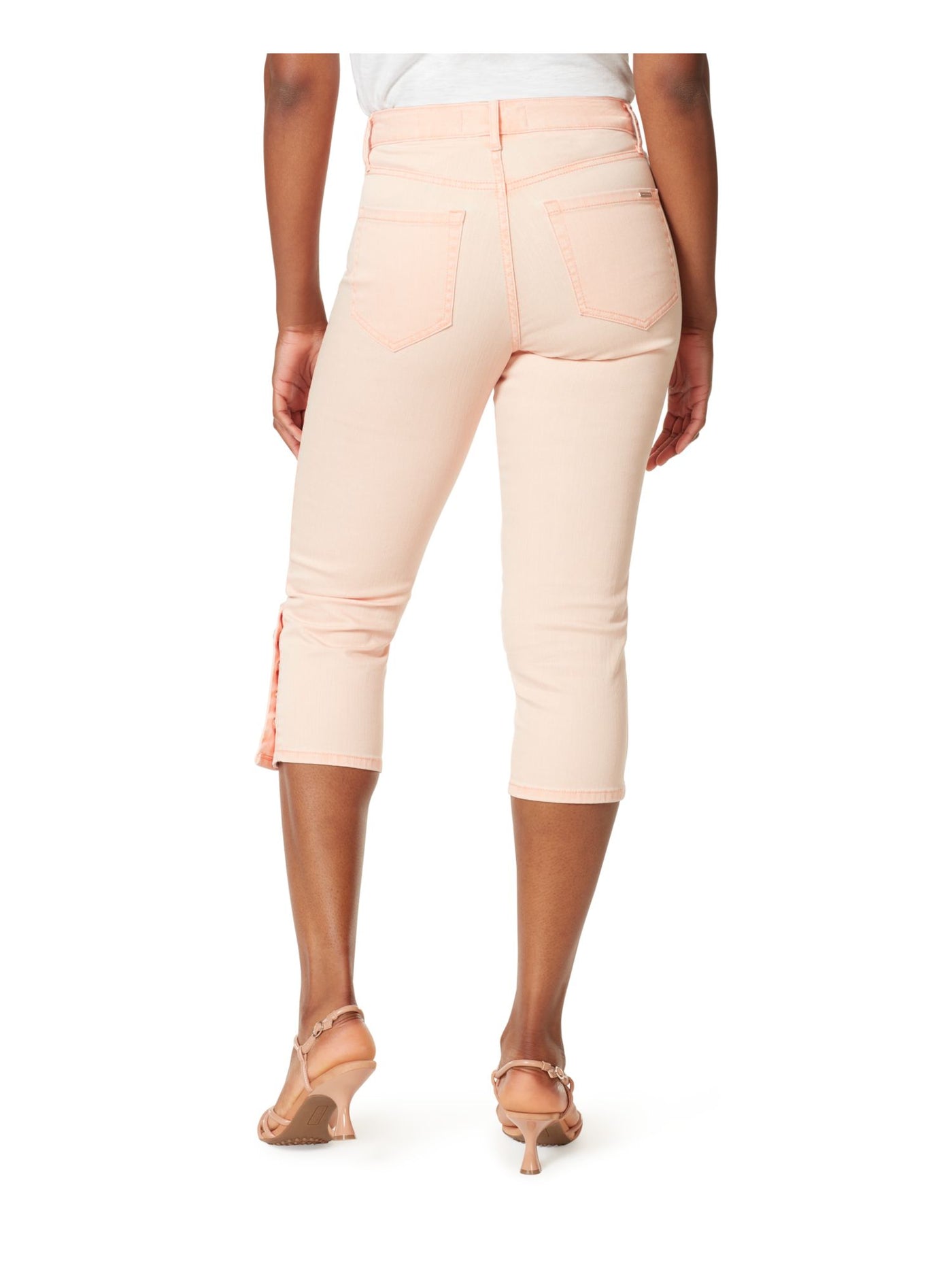 ANNE KLEIN JEANS Womens Orange Zippered Pocketed Capri Button Cuffs High Waist Jeans 6