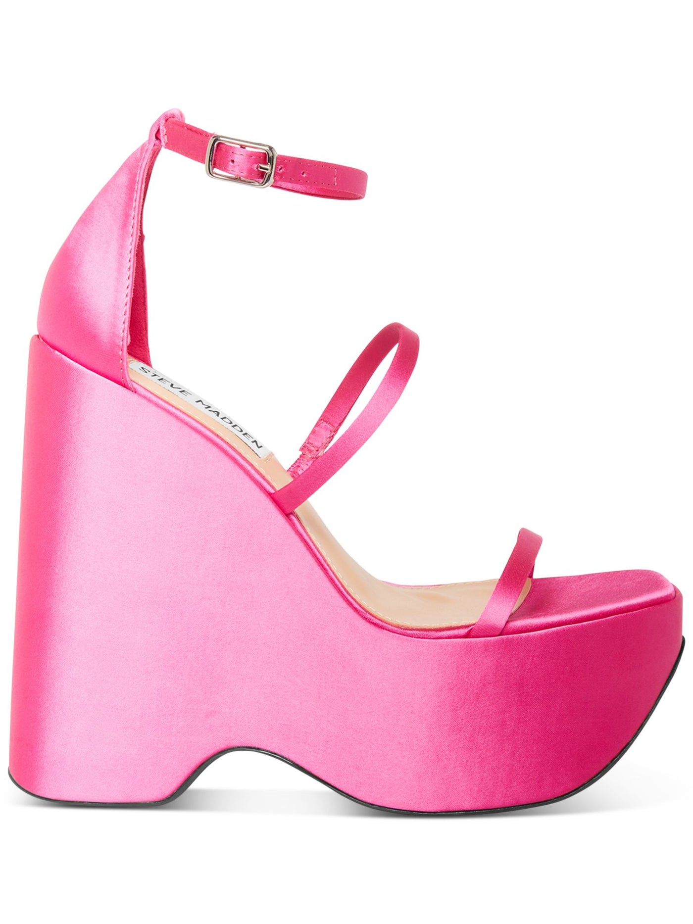 STEVE MADDEN Womens Pink 2-1/2" Platform Strappy Goring Varia Square Toe Wedge Buckle Dress Heeled Sandal 9.5 M