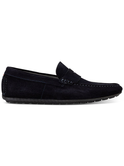 HUGO Mens Navy Perforated Dandy Round Toe Slip On Leather Moccasins Shoes 45