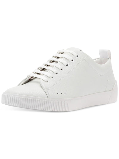 HUGO BOSS Mens White Odor Control Moisture Control Heel Pull-Tab Perforated Cushioned Hugo Boss Round Toe Lace-Up Sneakers Shoes 42