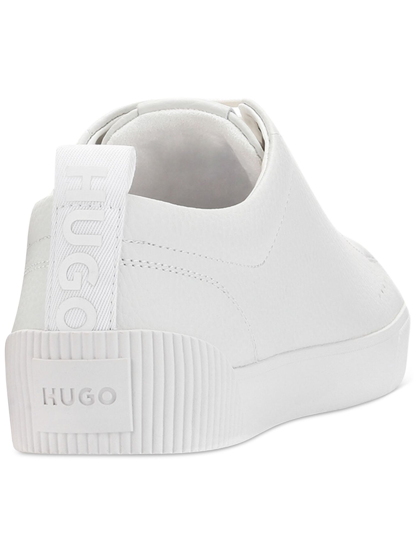 HUGO BOSS Mens White Odor Control Moisture Control Heel Pull-Tab Perforated Cushioned Hugo Boss Round Toe Lace-Up Sneakers Shoes 42