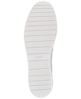 HUGO BOSS Mens White Odor Control Moisture Control Heel Pull-Tab Perforated Cushioned Hugo Boss Round Toe Lace-Up Sneakers Shoes