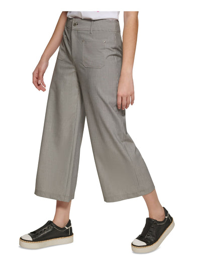 KARL LAGERFELD PARIS Womens Gray Pocketed Zippered Cropped Wide Leg Pants 10