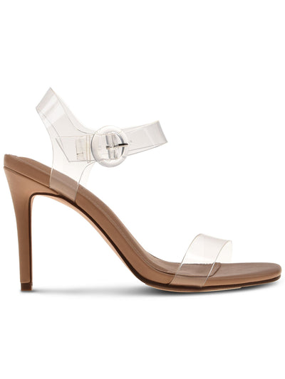 WILD PAIR Womens Beige Transparent Slip Resistant Padded Billey Square Toe Stiletto Buckle Dress Heeled Sandal 6.5 M