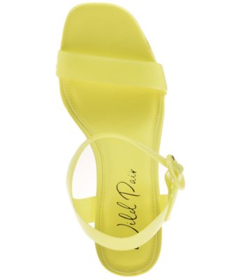 WILD PAIR Womens Yellow Translucent Slip Resistant Padded Billey Square Toe Stiletto Buckle Dress Heeled M