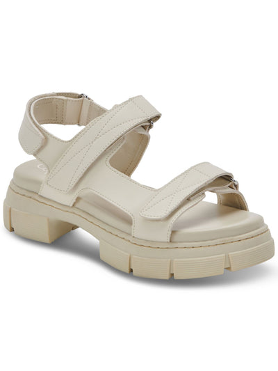AQUA COLLEGE Womens Ivory Adjustable Waterproof Hux Round Toe Platform Slingback Sandal 7 M