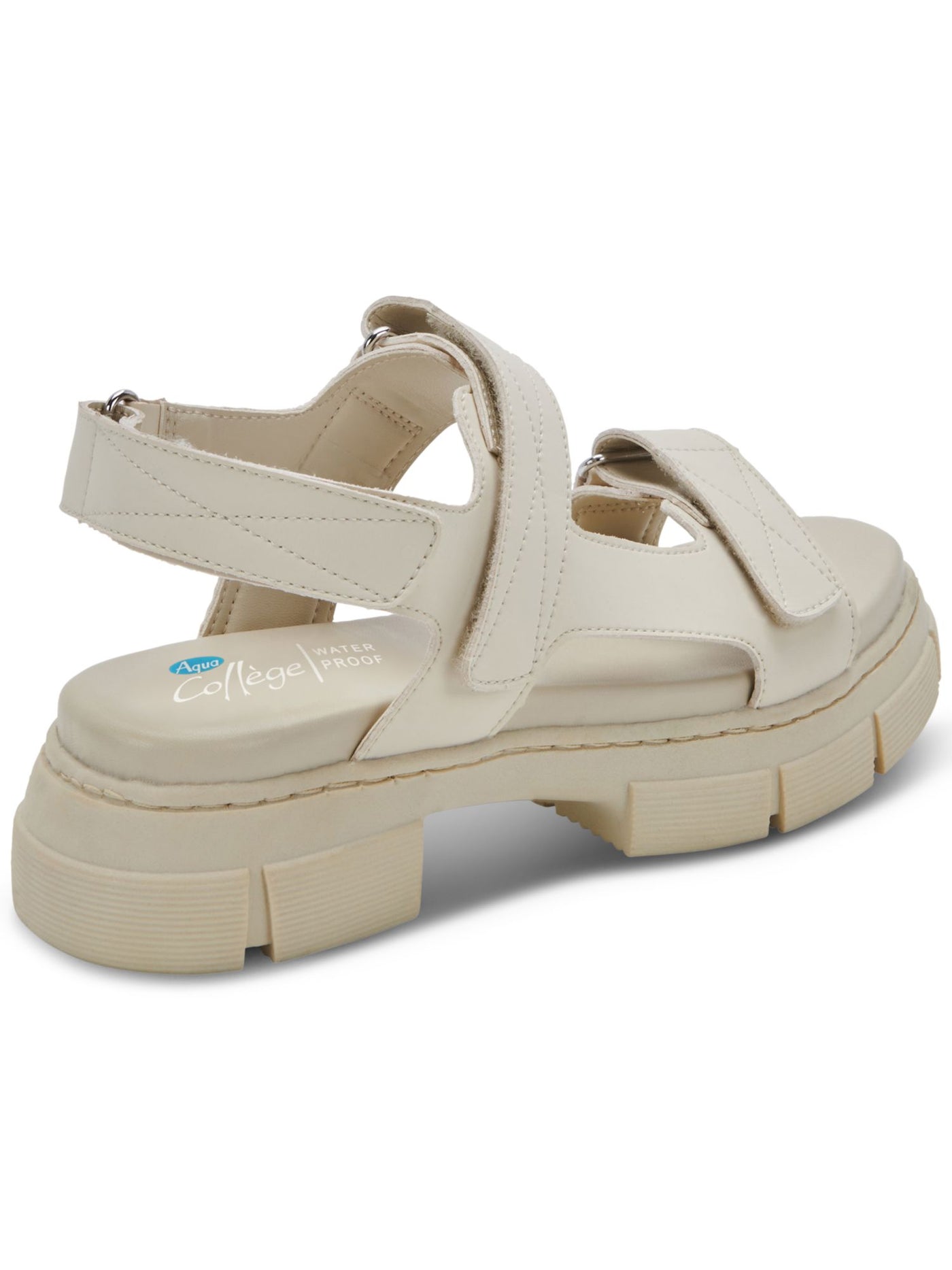 AQUA COLLEGE Womens Ivory Adjustable Waterproof Hux Round Toe Platform Slingback Sandal 9 M