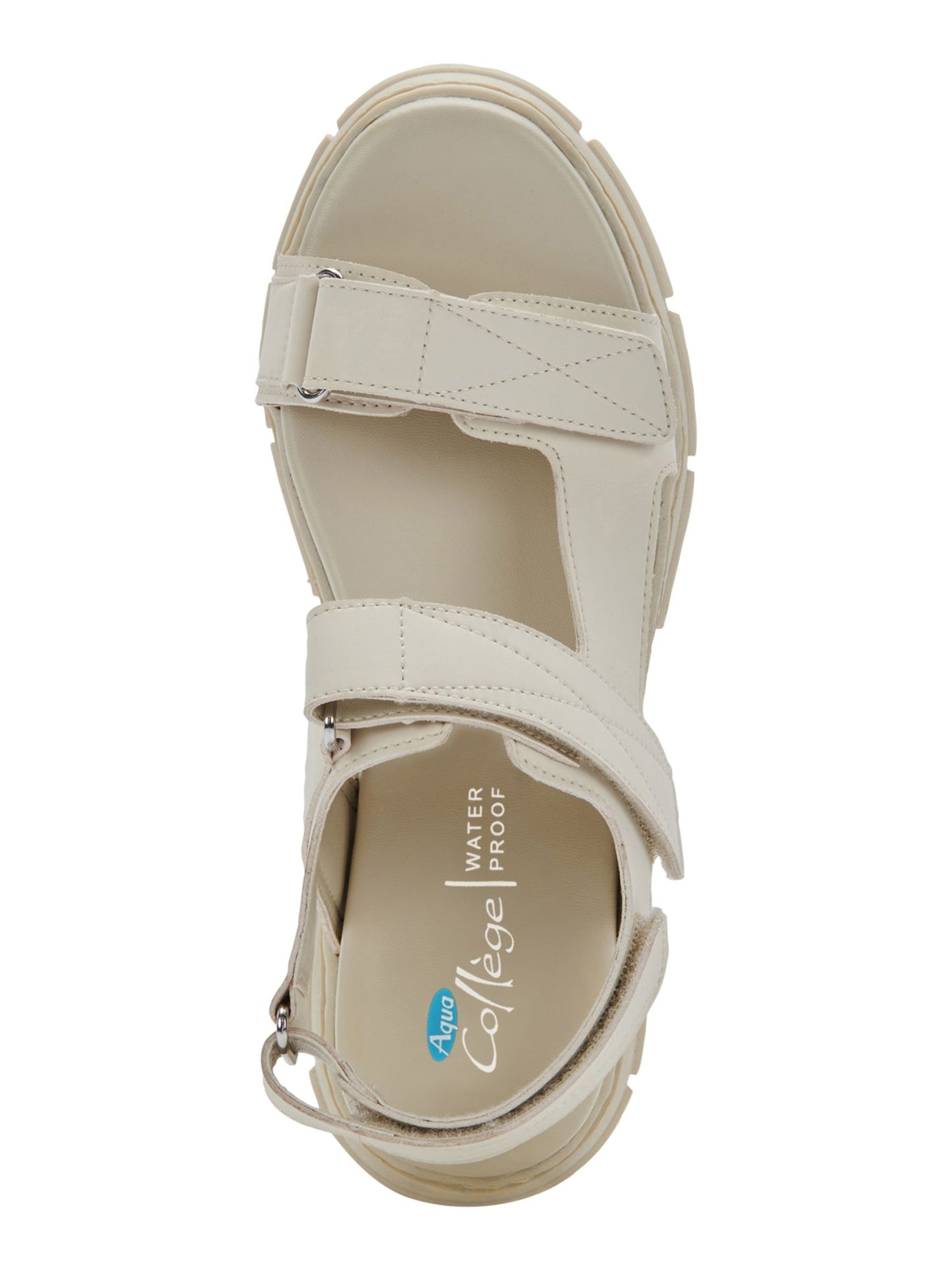 AQUA COLLEGE Womens Ivory Adjustable Waterproof Hux Round Toe Platform Slingback Sandal 7 M